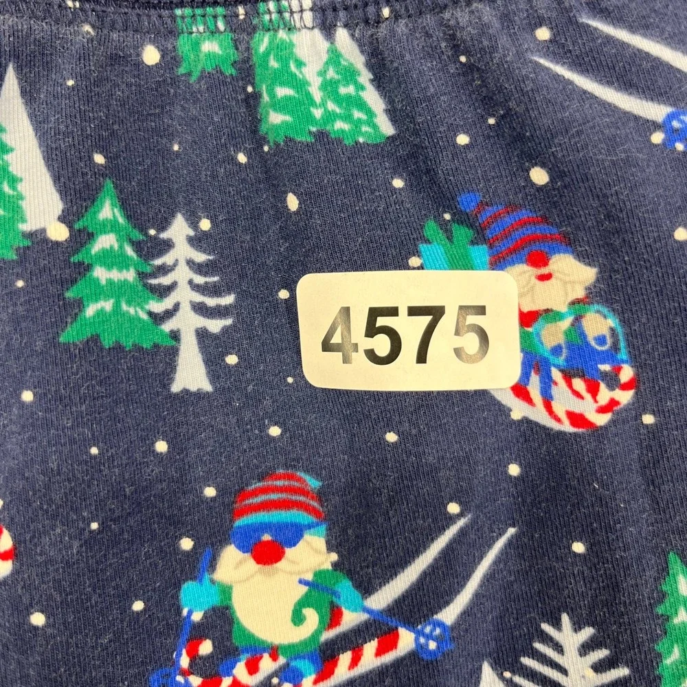 Lands End Gnome Skiing Christmas‎ Pajama Pants Joggers Navy Blue Size L 36 38